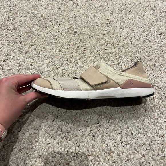 Olukai Womens Mikilua Kako'o Slip on Sneaker Shoes Sz 8.5 Bone Stretch - Picture 6 of 9